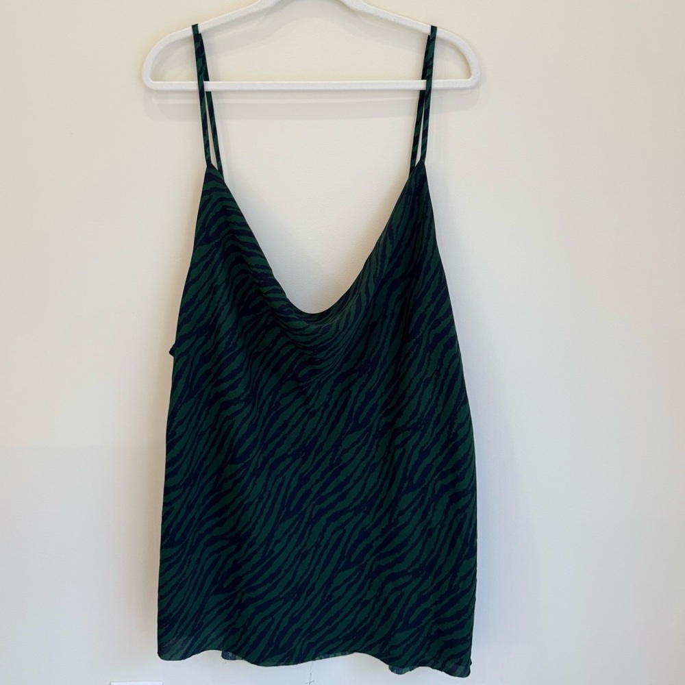 Nasty Gal Green Zebra Print Cowl Neck Slip Top - Size 16